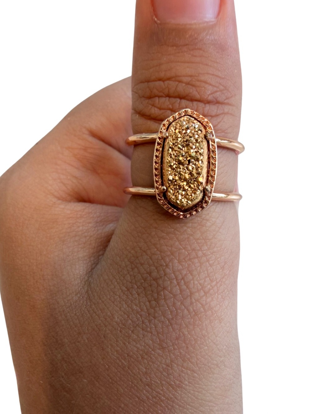 Kendra Scott Elyse Rose Gold Drusy Stone Size 7